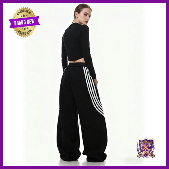 Women's Y2K Baggy Sweatpants High Waisted Wide Leg Joggers Drawstring - Picture 2 of 7